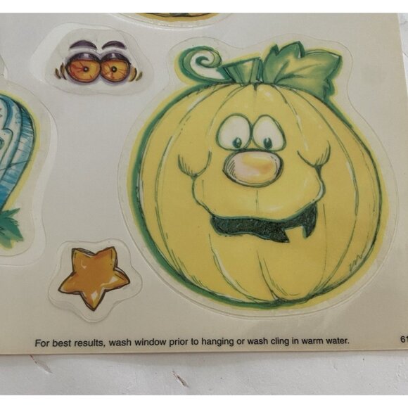 Vtg Fall Halloween Vinyl Window Clings Lot 5 Pumpkin Witch Cat Ghost Decor - Picture 14 of 16